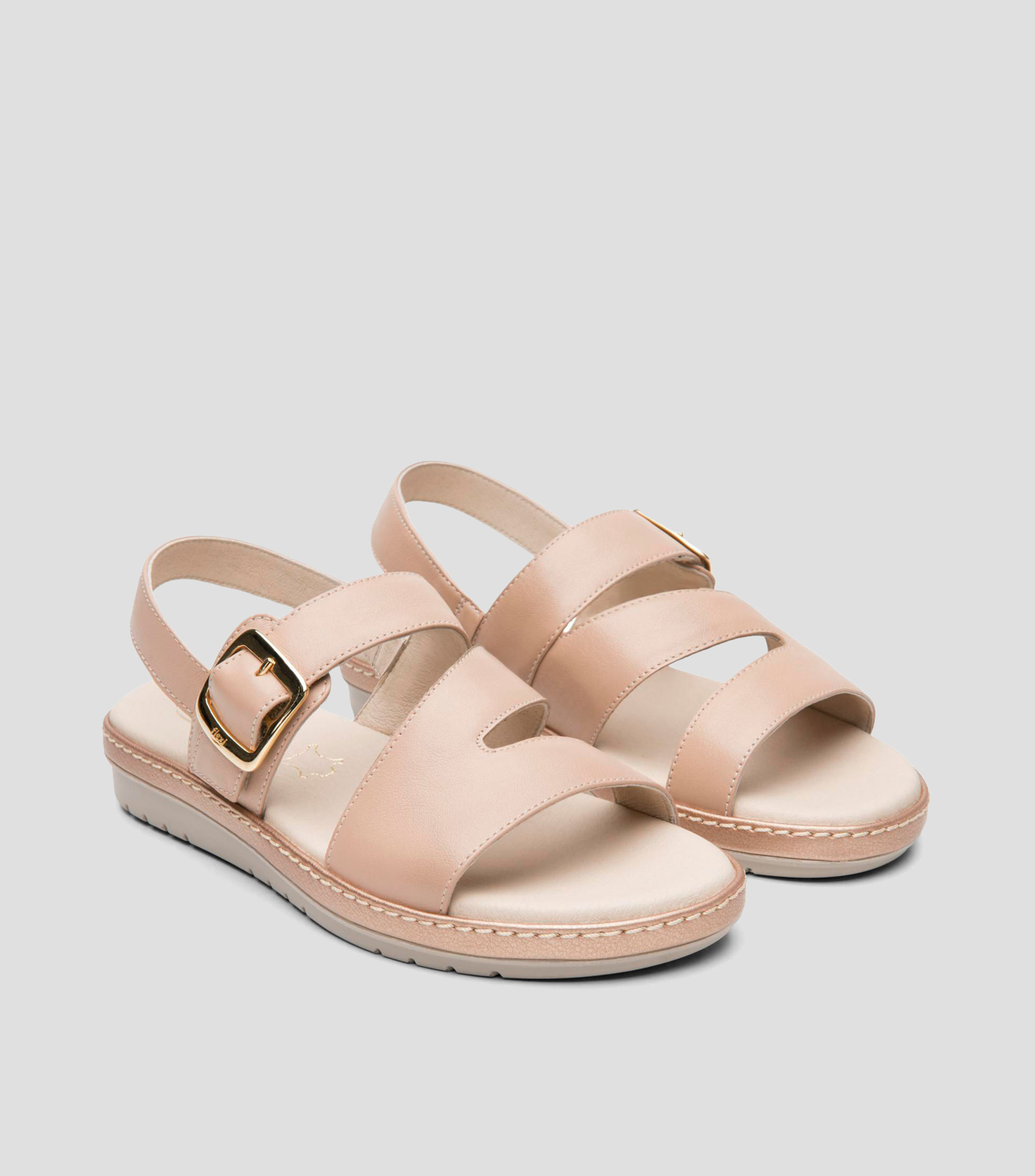 Sandalias de tacón bajo ancho en piel Peonia Mujer